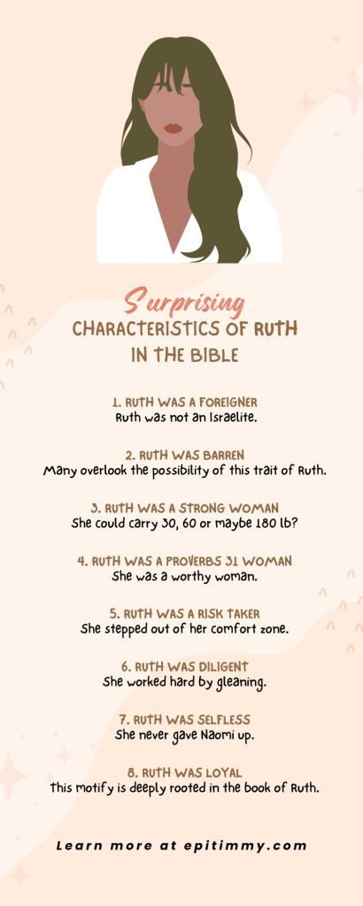 This is a shorter version of the infographics on the characteristics of Ruth in the Bible.